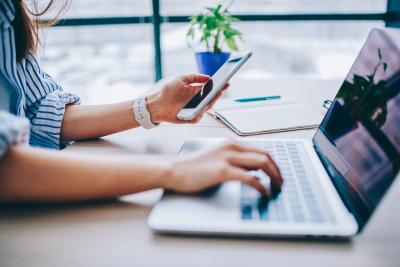 Woman using laptop