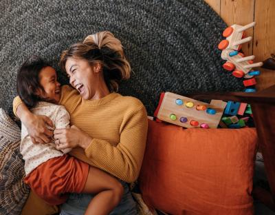 Adult and child playing 