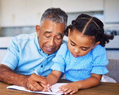 Father and child coloring