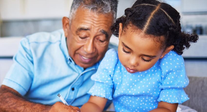 Father and child coloring