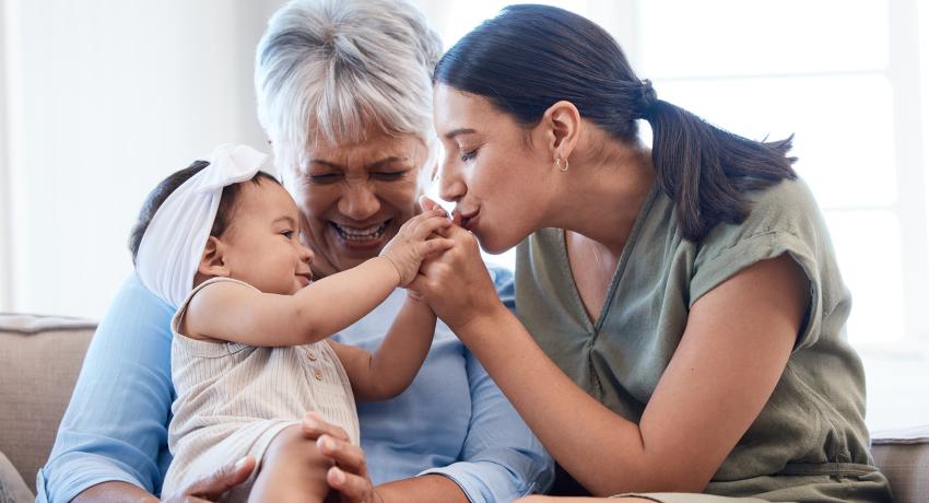 Two women and a toddler